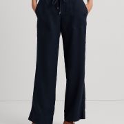 Lauren Ralph Lauren Women’s Wide-Leg Linen Pants Lauren Navy 8 B4HP