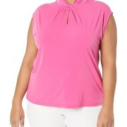 MICHAEL MICHAEL KORS Women’s Plus Size Twist-Neck Sleeveless Top 1X B4HP