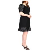 MICHAEL Michael Kors Women’s Black Unlined Puff Sleeve Fit + Flare Dress B4HP