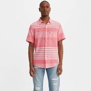 Levi’s Men’s Classic One Pocket Short Sleeve Shirt Coral Stripe Size Small B4HP