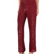 VINCE CAMUTO Women’s Pull-On Sequined Flared Pants Dark wine Size Large B4HP