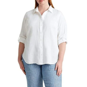Lauren Ralph Lauren Women’s Plus Size Roll-tab Sleeve Top White 2X B4HP