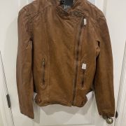 Women $495 Lauren Ralph Lauren Tumbled-Leather Jacket Dark Walnut 4 B4HP