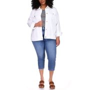 Michael Kors Women’s White Zippered Button Up Collard Denim Jacket Plus 1X B4HP