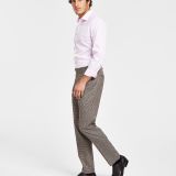 Bar III Men's Slim-Fit Check Suit Separate Pants Burgundy Black B4HP
