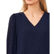 VINCE CAMUTO Clip-Dot Smocked-Cuff Top Classic Navy Size Medium B4HP