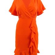 Michael Kors Women’s Faux-Wrap Ruffle Mini Dress Orange B4HP