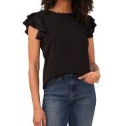 Vince Camuto Women’s Tiered Ruffled-Sleeve Crew neck T-Shirt, Black B4HP