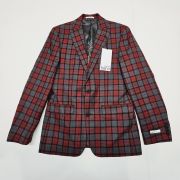 Bar III Men’s Slim-Fit Plaid Suit Jacket Red/Grey 36R B4HP $425