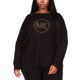 MICHAEL MICHAEL KORS Women's Plus Size Rhinestone Logo Waffle-Knit T-shirt B4HP
