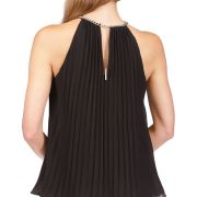 MICHAEL Michael Kors Women’s Solid Pleated Chain Halter Top Black XL B4HP