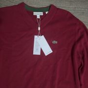 Lacoste Men’s Cotton V Neck Sweater Wine Chine L B4HP