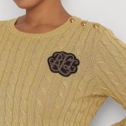 Lauren Ralph Lauren Women’s Plus Size Cable-Knit Crewneck Sweater Gold 2X B4HP