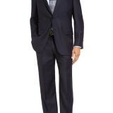 Hart Schaffner Marx Mens Chicago Classic Fit Worsted Wool 2 piece Suit Navy B4HP