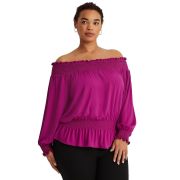 Lauren Ralph Lauren Women’s Plus Jersey Off-the-Shoulder Top Purple 3X B4HP