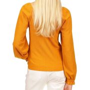 MICHAEL MICHAEL KORS Womens Gold Square Back Unlined Long Sleeve V Neck Top S