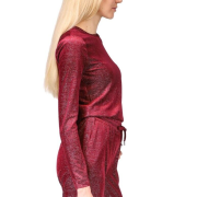 MICHAEL Michael Kors Women’s Velvet Shimmery Long-Sleeve Top Red M B4HP