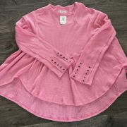 Free People Women’s Oh My Baby-Doll Waffle-Knit Top Pink Small B4HP