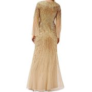 Aidan Mattox Women’s Gold Sequined V-Neck Bell-Sleeve Gown Size 6 B4HP $595