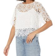 7 For All Mankind Women’s Lace Boxy Short Sleeve Top XS B4HP