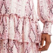 Aqua Womens Metallic Stripe Snake Print Ruffled Mini Dress Pink Multi XL B4HP