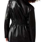STEVE MADDEN Faux-Leather Frida Smocked Waist Jacket Black B4HP