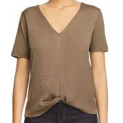 Women KENNETH COLE Slip Knot Mixed-media Tee Moss Size Small B4HP