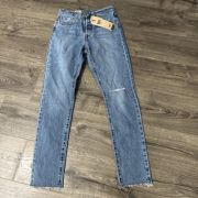 Levi’s Original 501 Distressed Skinny Jeans Salsa Sugar 26×30 295020203 B4HP