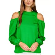 MICHAEL Michael Kors Women’s Satin Cold-Shoulder Top Green XS B4HP