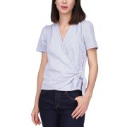 MICHAEL Michael Kors Women’s Short Sleeve Wrap Top Blue PS B4HP