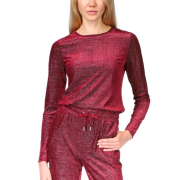 MICHAEL Michael Kors Women’s Velvet Shimmery Long-Sleeve Top Red M B4HP