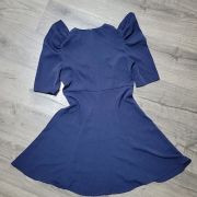 Aqua Women’s Puff Sleeve Short Fit & Flare Mini Dress Navy Small B4HP