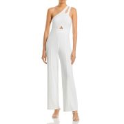 Aqua Women’s Crepe Halter One Shoulder Cut-Out Jumpsuit White XS B4HP