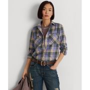 Lauren Ralph Lauren Women’s Purple Cotton Plaid Twill Shirt Small XS B4HP