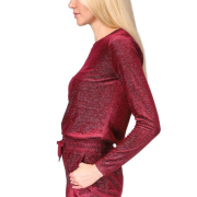 MICHAEL Michael Kors Women’s Velvet Shimmery Long-Sleeve Top Red M B4HP