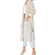 Women Steve Madden Show Stopper Party Sequin Duster Cardigan Silver XS B4HP