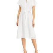 T Tahari Women’s Flutter Sleeve Midi Dress M B4HP