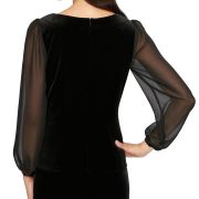 ALEX EVENINGS Women’s Black Illusion Sleeve Ruched Bling Blouse M B4HP
