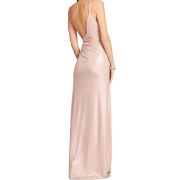 Retrofete Women’s Yesi Pleated Lamé Metallic V-Neck Evening Dress Gown XS B4HP