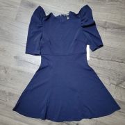 Aqua Women’s Puff Sleeve Short Fit & Flare Mini Dress Navy Small B4HP