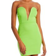 Fore Women’s V Strapless Short Plunging Mini Dress Green B4HP