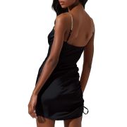 ASTR THE LABEL Ruched Tied-Hem Trista Cocktail Party Dress Black S B4HP