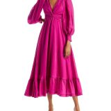 Sabina Musayev Women's Pink Frida Open Back Midi Dress B4HP