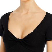 Aqua Women’s Solid Knit Twist Pullover Top Shirt Black B4HP