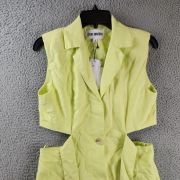 STEVE MADDEN Women’s Evan Cutout Mini Shirt Dress Small Sunny Lime B4HP