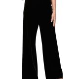 ALEX EVENINGS Women's Velvet Flat-Front Pull-On Pants Black B4HP