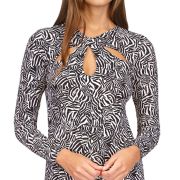 MICHAEL Michael Kors Women’s Printed Twist Keyhole Top (XS, Black/White) B4HP