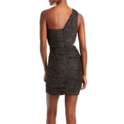 Aqua Women’s Metallic Mini Cut-Out Cocktail and Party Dress Black/Gold B4HP