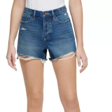 CALVIN KLEIN JEANS High-Rise Button-Fly Raw-Hem Denim Shorts Dark Wash B4HP