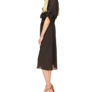 MICHAEL MICHAEL KORS Womens Black Distressed Button Top Sleeve Shirt Dress S
